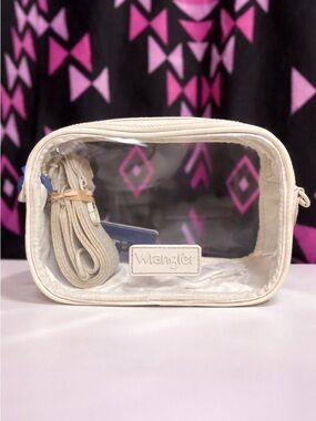 🆕 Wrangler Crossbody Clear Stadium/Concert, Make-Up, Toiletry, Travel Bag Beige